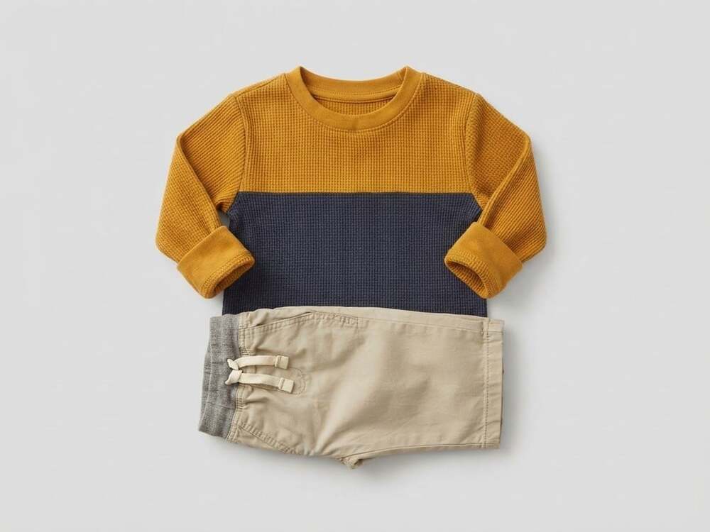 Boys Long Sleeve Colorblock Thermal Top - BROWN 18M